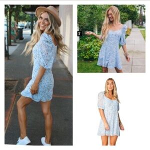 BUDDY LOVE Jennifer Puff Sleeve Starbright Button Front Mini Dress size Medium